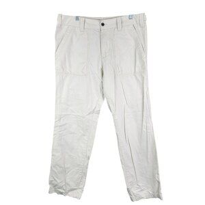 Mens White Straight Leg Pants 100% Cotton Size 38x32